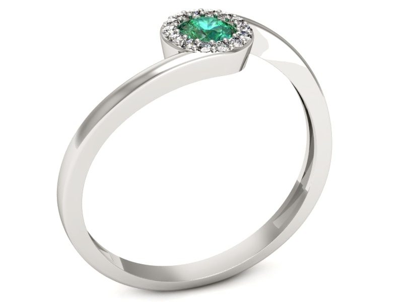 Złoty pierścionek ze szmaragdem z brylantami - p16261bsm — zdjęcie 3