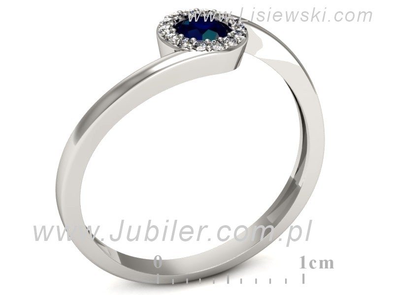 Pierścionek z szafirem i brylantami białe złoto - p16261bsz — zdjęcie 3