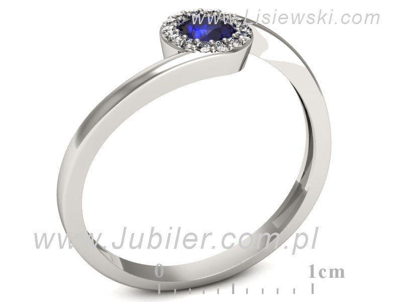 Pierścionek z szafirem i brylantami białe złoto - p16261bszc — zdjęcie 3