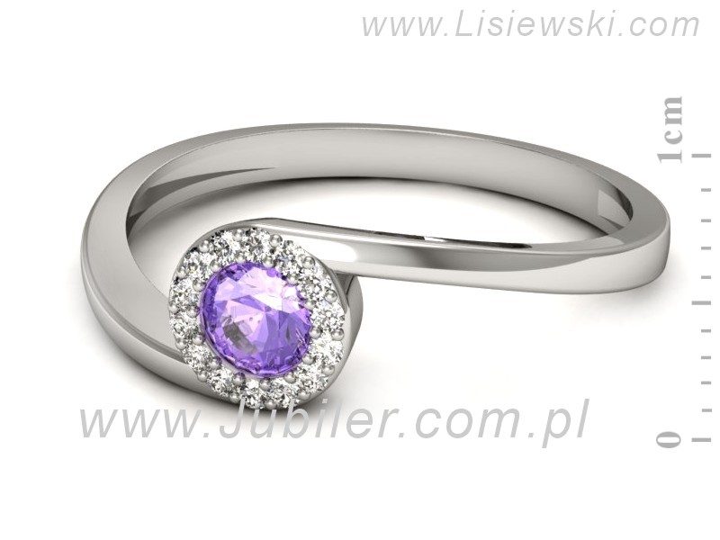 Pierścionek z tanzanitem białe złoto z brylantami - p16261bt — zdjęcie 2