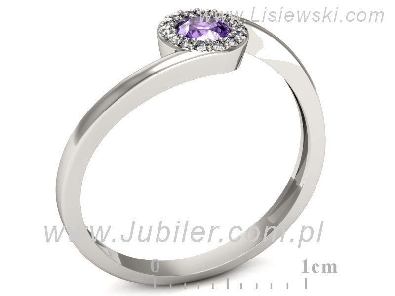 Pierścionek z tanzanitem białe złoto z brylantami - p16261bt — zdjęcie 3