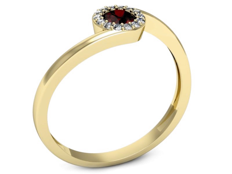 Złoty pierścionek z granatem żółte złoto - p16261zgr — zdjęcie 3