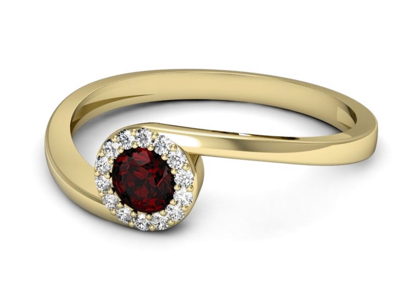 Złoty pierścionek z granatem żółte złoto - p16261zgr — zdjęcie 2