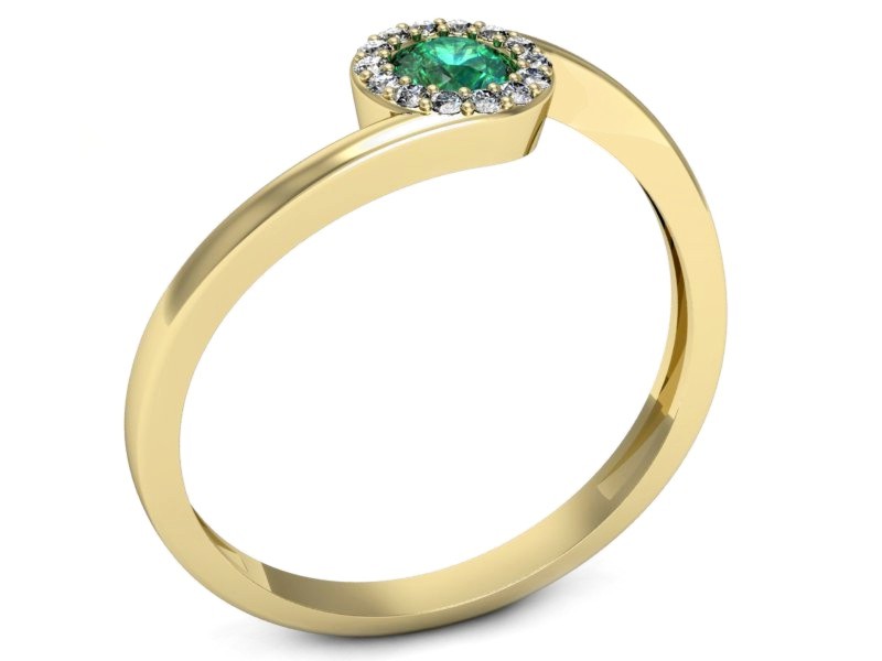 Złoty pierścionek ze szmaragdem i diamentami - p16261zsm — zdjęcie 3
