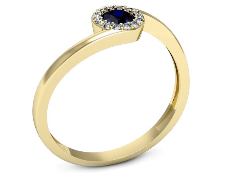Pierścionek ze spinelem i brylantami żółte złoto - p16261zsp — zdjęcie 3
