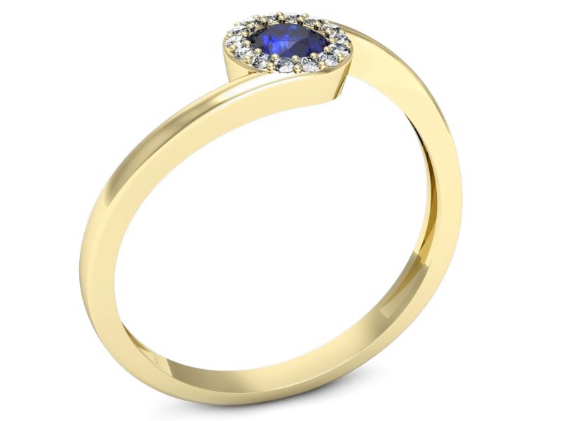 Złoty pierścionek z szafirem i diamentami - p16261zszc — zdjęcie 3