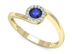 Złoty pierścionek z szafirem i diamentami - p16261zszc