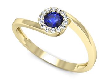 Złoty pierścionek z szafirem i diamentami - p16261zszc - 1
