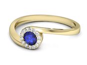Złoty pierścionek z szafirem i diamentami - p16261zszc - 2