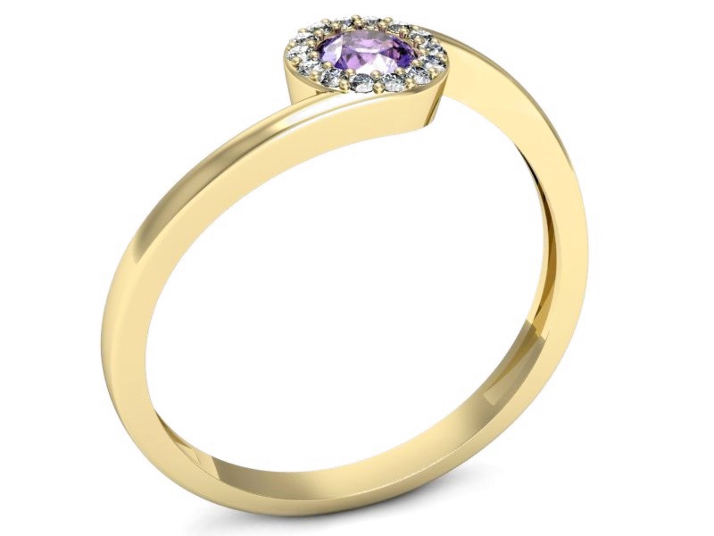 Pierścionek z tanzanitem i brylantami żółte złoto - p16261zt — zdjęcie 3