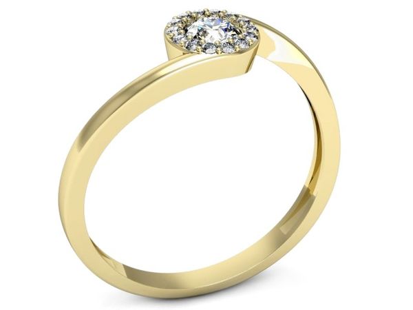 Złoty pierścionek z diamentami żółte złoto 585 - p16261zV