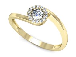 Złoty pierścionek z diamentami żółte złoto 585 - p16261zV