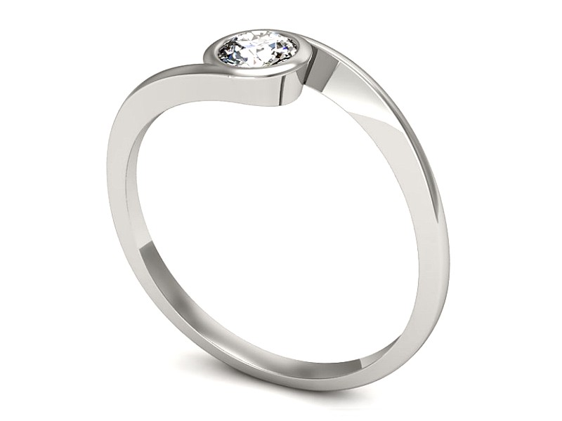 Złoty pierścionek z brylantem białe złoto - p16262b — zdjęcie 3