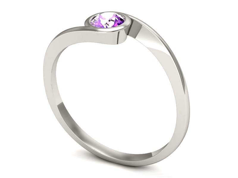 Złoty pierścionek z ametystem białe złoto - p16262bat — zdjęcie 3