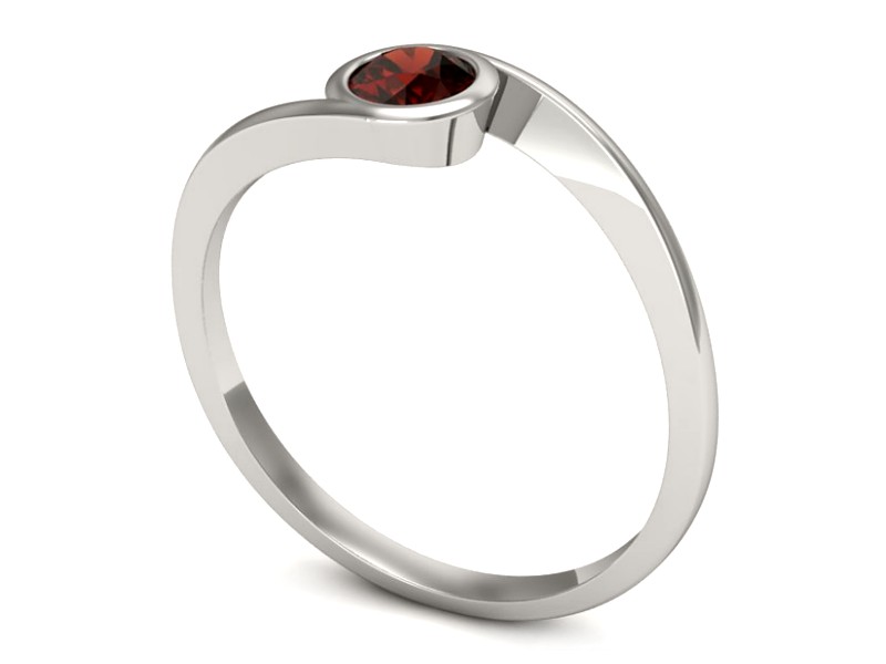 Złoty pierścionek z granatem białe złoto - p16262bgr — zdjęcie 3