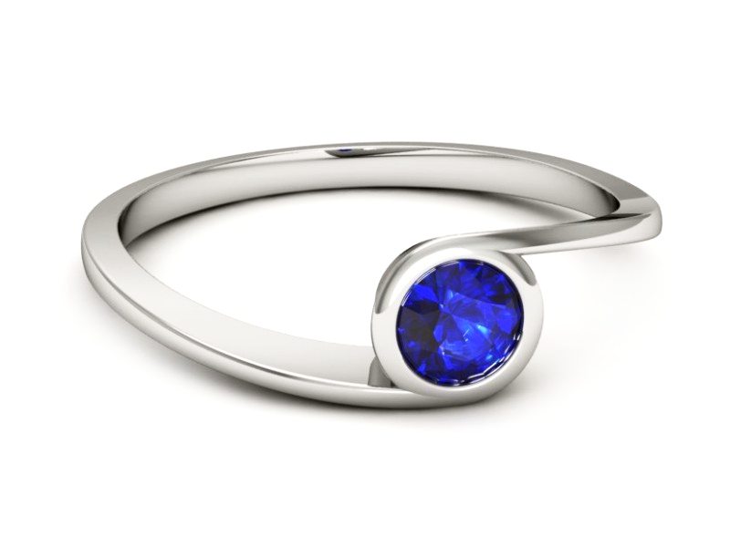 Złoty pierścionek z szafirem białe złoto - p16262bszc — zdjęcie 3