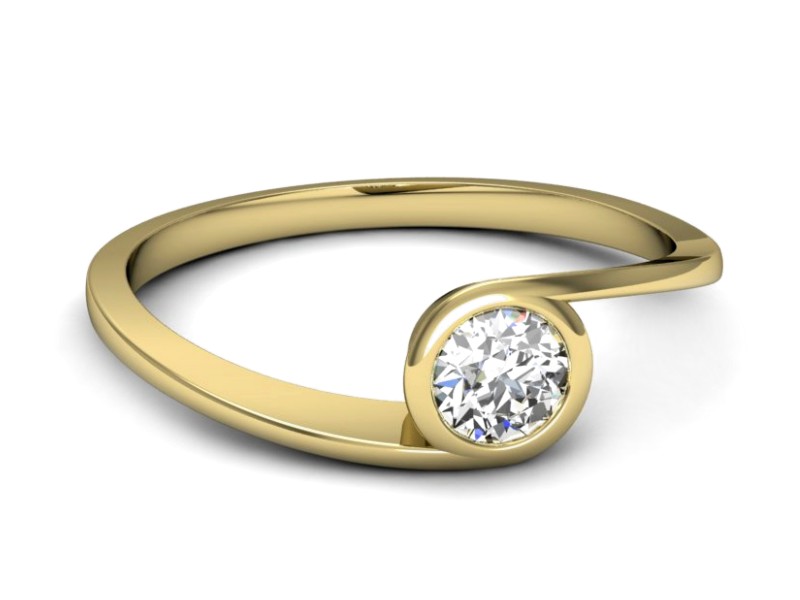 Złoty pierścionek z brylantem żółte złoto - p16262z — zdjęcie 2