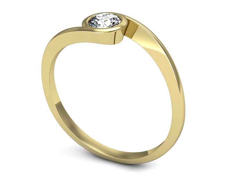Złoty pierścionek z brylantem żółte złoto - p16262z — zdjęcie 3