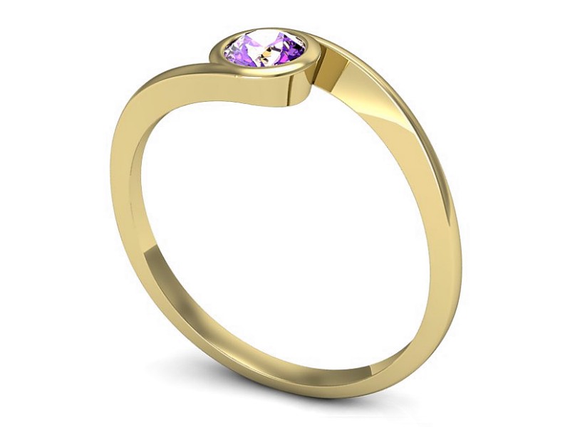 Złoty pierścionek z ametystem żółte złoto - p16262zat — zdjęcie 3