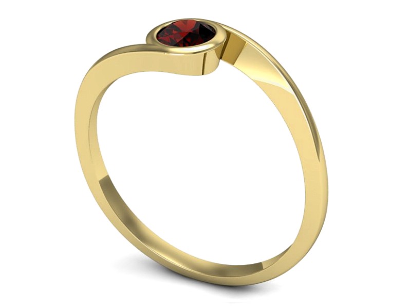 Złoty pierścionek z granatem żółte złoto - p16262zgr — zdjęcie 3