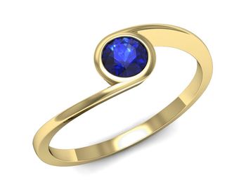 Złoty pierścionek z szafirem złoto próba 585 - p16262zszc - 1