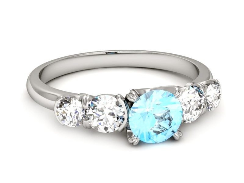 Pierścionek z topazem i brylantami białe złoto - p16263ba — zdjęcie 2