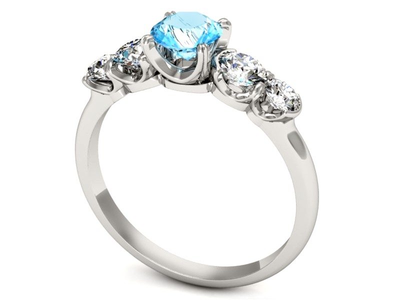 Pierścionek z topazem i brylantami białe złoto - p16263ba — zdjęcie 3