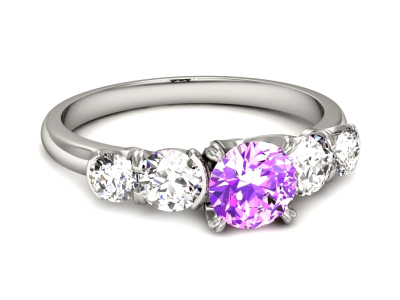 Złoty pierścionek z ametystem i brylantami - p16263bat — zdjęcie 2