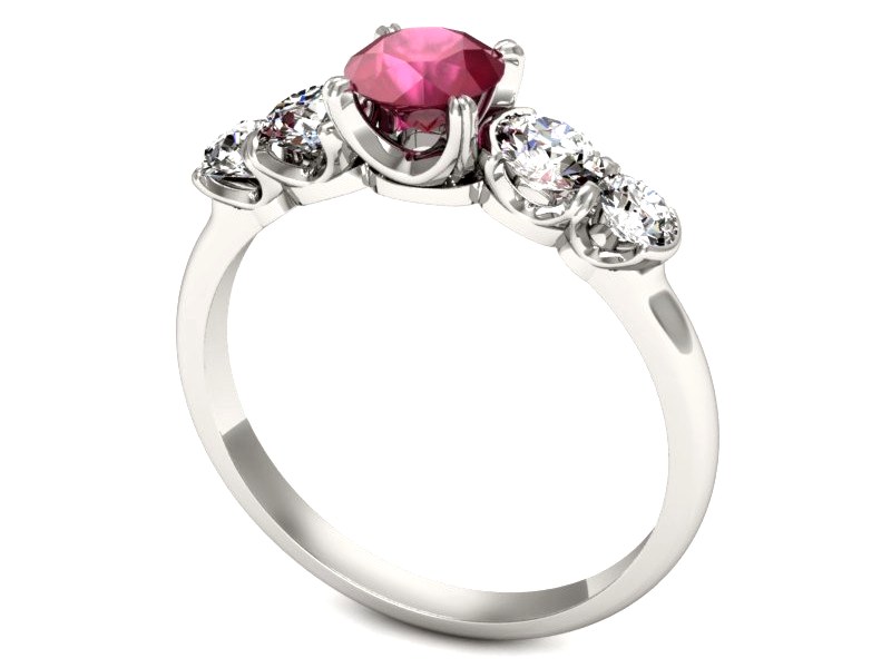 Pierścionek z rubinem i brylantami białe złoto - p16263br — zdjęcie 3