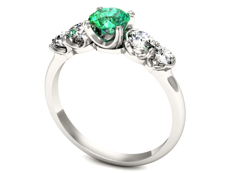 Złoty pierścionek ze szmaragdem i brylantami - p16263bsm — zdjęcie 3