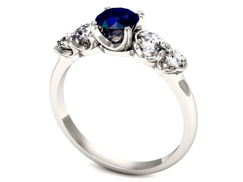 Pierścionek z szafirem i brylantami białe złoto - p16263bsz — zdjęcie 3