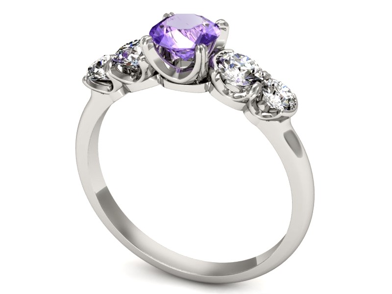 Pierścionek z tanzanitem białe złoto i brylantami - p16263bt — zdjęcie 3