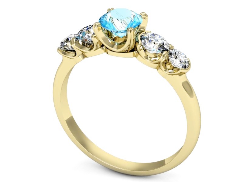 Złoty pierścionek z topazem i brylantami - p16263za — zdjęcie 3