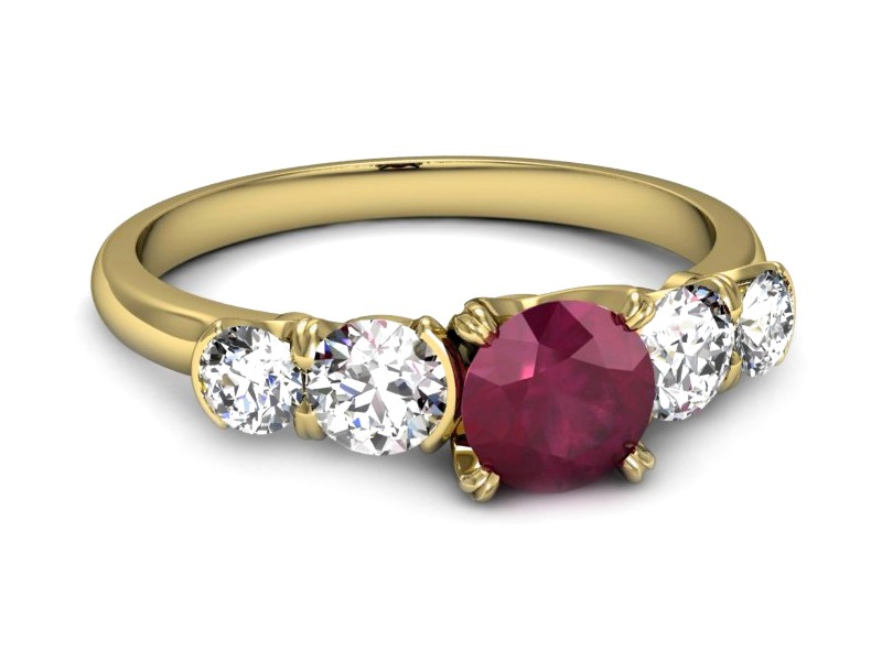 Pierścionek z rubinem i brylantami - p16263zr — zdjęcie 2
