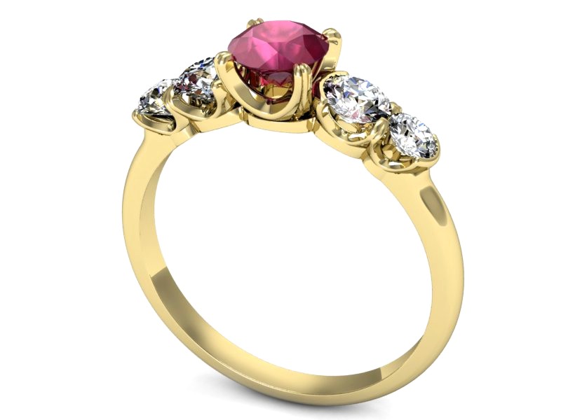 Pierścionek z rubinem i brylantami - p16263zr — zdjęcie 3