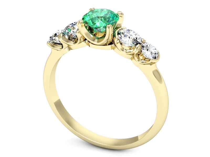 Złoty pierścionek ze szmaragdem i brylantami - p16263zsm — zdjęcie 3