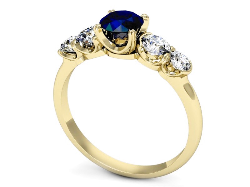 Złoty pierścionek z szafirem i brylantami - p16263zsz — zdjęcie 3