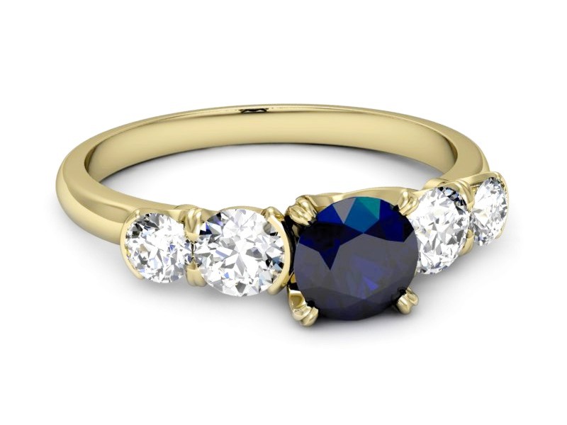 Złoty pierścionek z szafirem i brylantami - p16263zsz — zdjęcie 2