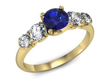 Złoty pierścionek z szafirem i diamentami - p16263zszc - 1