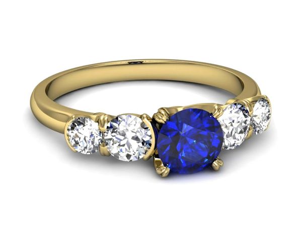 Złoty pierścionek z szafirem i diamentami - p16263zszc