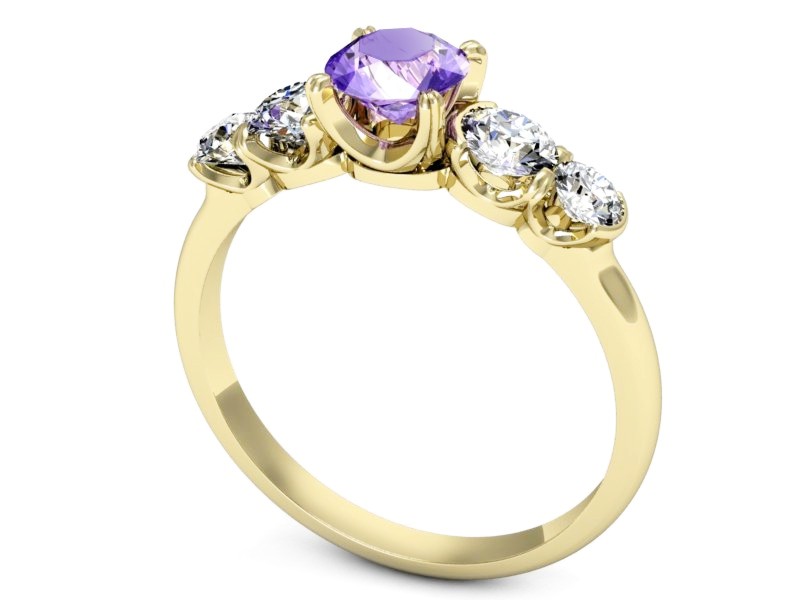 Pierścionek z tanzanitem i brylantami żółte złoto - p16263zt — zdjęcie 3
