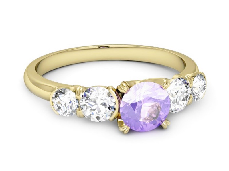 Pierścionek z tanzanitem i brylantami żółte złoto - p16263zt — zdjęcie 2