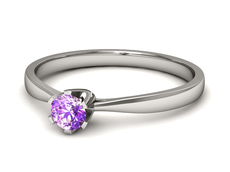 Złoty pierścionek z ametystem białe złoto - p16265bat — zdjęcie 2