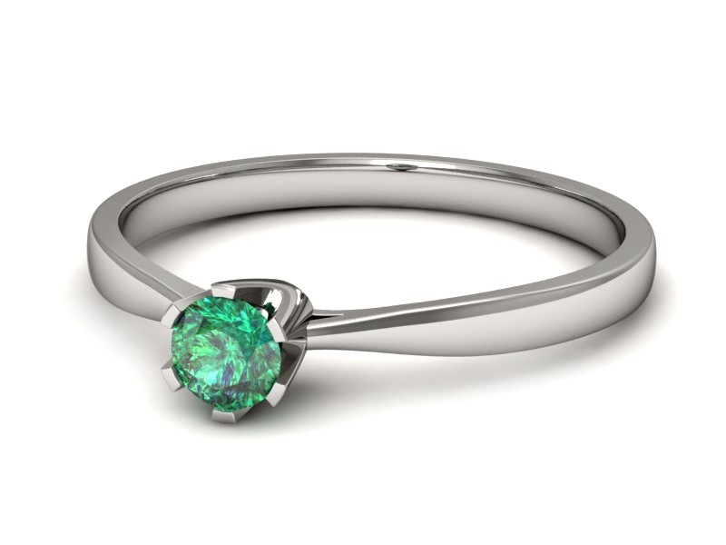 Złoty pierścionek ze szmaragdem białe złoto - p16265bsm — zdjęcie 2