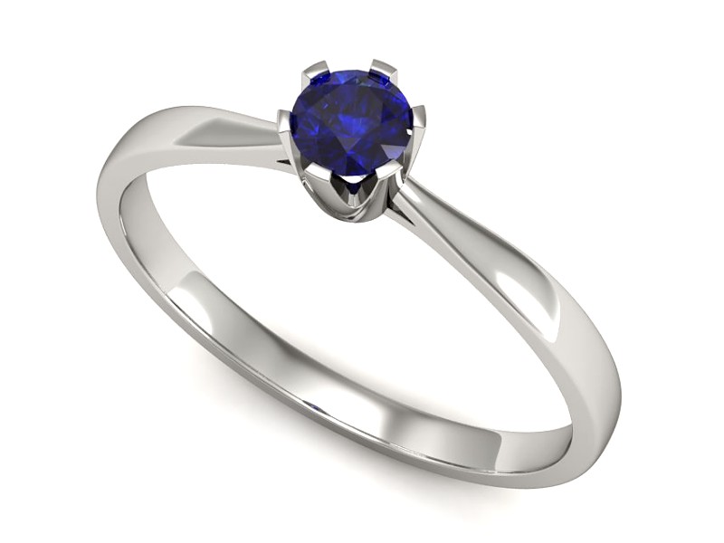 Złoty pierścionek z szafirem białe złoto - p16265bszc