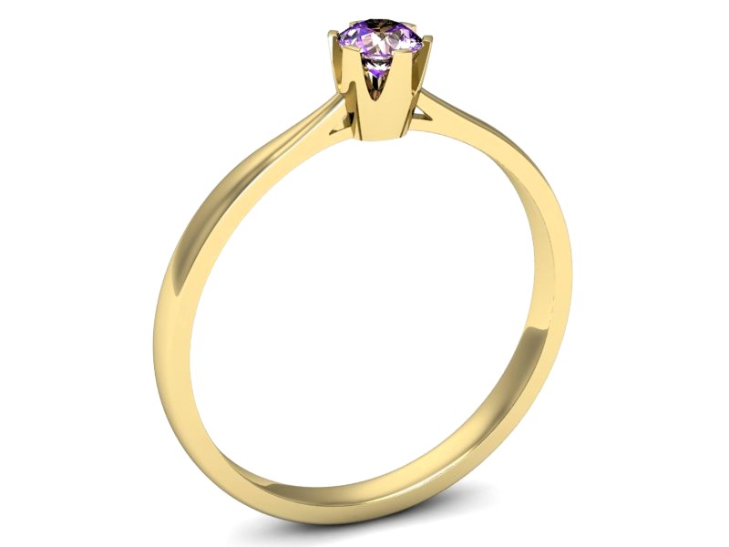 Złoty pierścionek z ametystem żółte złoto - p16265zat — zdjęcie 3