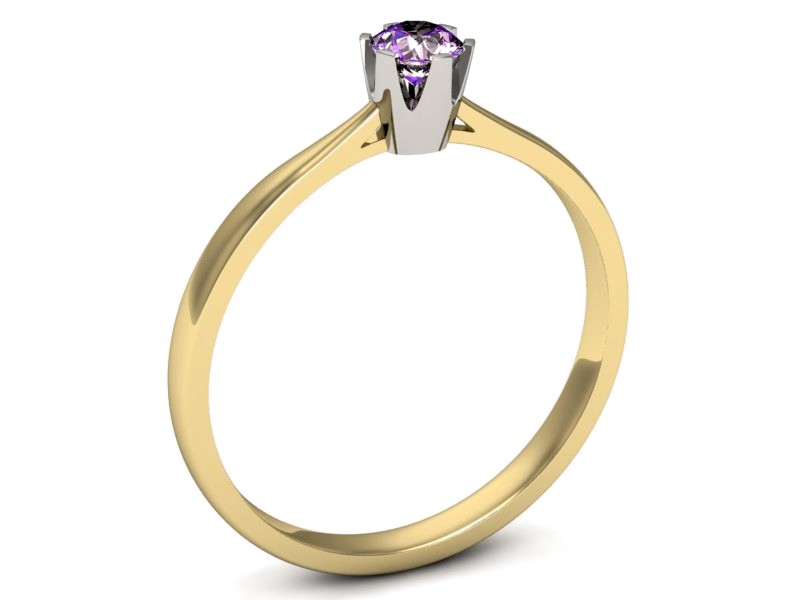 Pierścionek z ametystem żółte i białe złoto - p16265zbat — zdjęcie 3