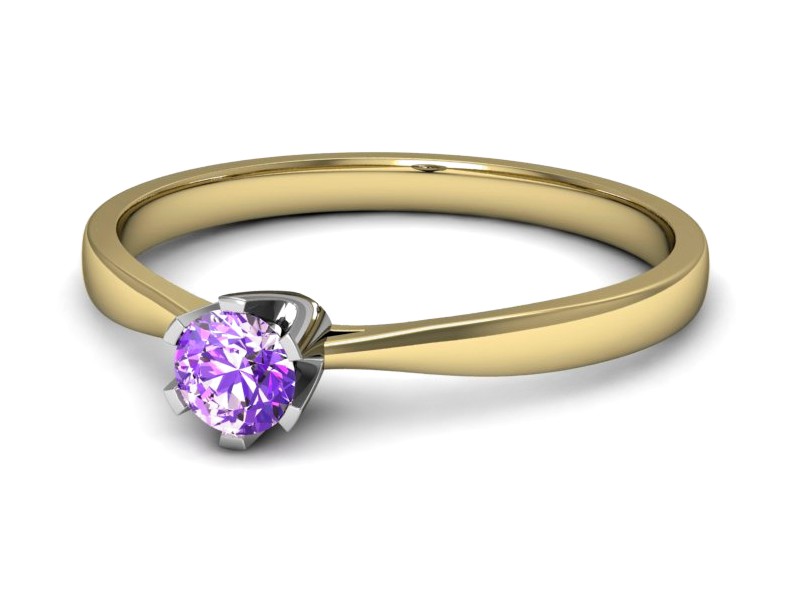 Pierścionek z ametystem żółte i białe złoto - p16265zbat — zdjęcie 2