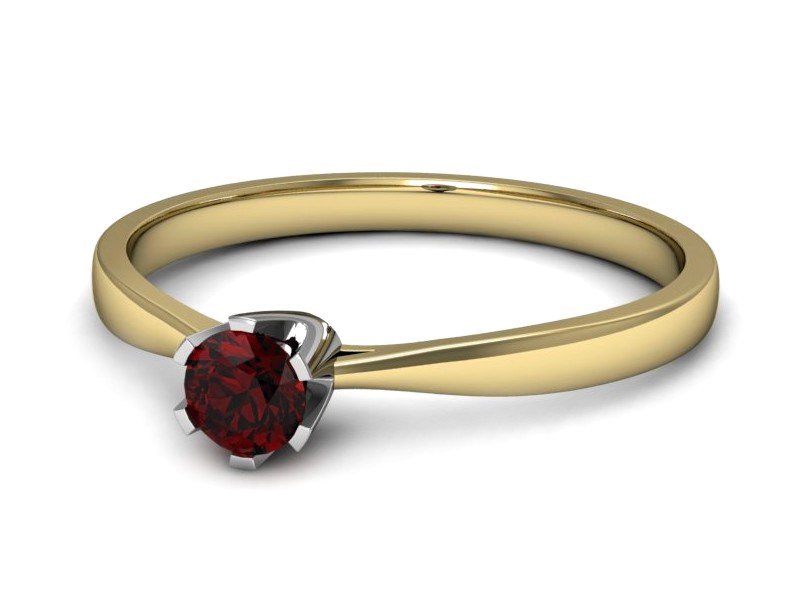 Pierścionek z granatem żółte białe złoto - p16265zbgr — zdjęcie 2