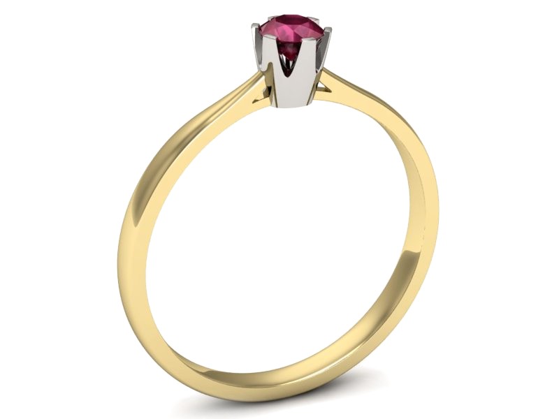 Pierścionek z rubinem żółte białe złoto - p16265zbr — zdjęcie 3